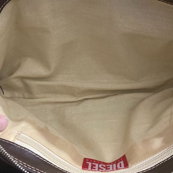 Vintage Diesel Brown Leather Shoulder Medium Satchel Bag - Picture 7 of 11
